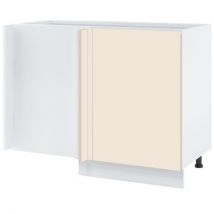 Meuble d'angle pour îlot de cuisine Lovia Vanille Mat 1 porte L 105 cm Porte avec poignée intégrée Gris Alu - Cuisineandcie