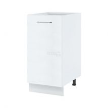 Meuble bas de cuisine Bellissi Blanc 1 porte L 40 cm Porte avec poignée apparente Noir Alu - Cuisineandcie