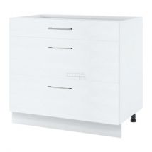 Casserolier Bellissi Blanc L 90 cm Porte avec poignée apparente Noir Alu - Cuisineandcie