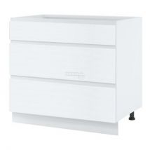 Casserolier Bellissi Blanc L 90 cm Porte avec poignée intégrée Noir Alu - Cuisineandcie