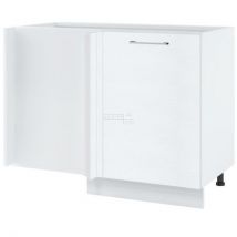 Meuble d'angle bas Bellissi Blanc 1 porte L 110 cm Porte avec poignée apparente Noir Alu - Cuisineandcie