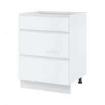 Casserolier îlot de cuisine Bellissi Blanc L 60 cm Porte avec poignée intégrée Noir Alu - Cuisineandcie