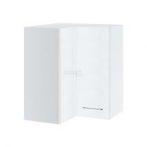Meuble d'angle haut de cuisine Bellissi Blanc 2 portes L 60/60 cm Gris Porte avec poignée alu - Cuisineandcie