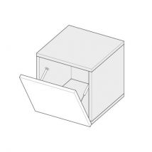 Meuble tv suspendu Cubik 30 cm - 1 porte abattante blanc laqué Blanc - Cuisineandcie