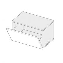 Meuble tv suspendu Cubik 60 cm - 1 porte abattante blanc laqué Chêne naturel - Cuisineandcie