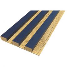 Triple lattes de bois murales sur base L 265 cm Bleu marine Bois - Cuisineandcie