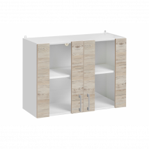 Meuble haut de cuisine Eco Noyer Blanchi 2 portes vitrées L 80 cm