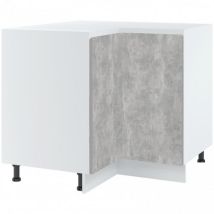 Meuble d'angle bas Bellissi Beton Naturel 2 portes L 90/90 cm Porte avec poignée intégrée - Cuisineandcie