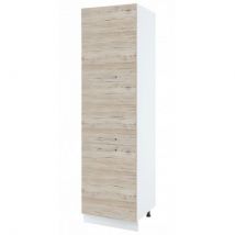 Colonne de cuisine Bellissi Noyer Blanchi 3 portes L 60 cm - Cuisineandcie