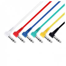 Adam Hall 3 STAR Balanced Set of 6 Coloured Angled 1/4" Jack TRS Patch Cables 60cm