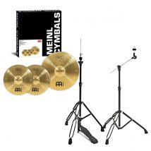 Meinl HCS Cymbal Set 14" Hi Hat & 18" Crash/Ride & Gear4music Stands Black