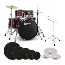 Premier Revolution 22” 5pc Low Volume Drum Kit Bundle Red Sparkle