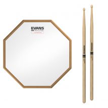 RealFeel Evans Attacktile Mountable Drum Pad & Promark Rebound 5A Hickory Sticks 10 Inch