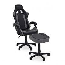 modul Reclining Studio Chair and Footstool Black and Grey