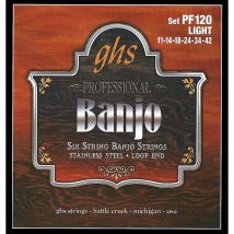 GHS PF120 Stainless Steel 6 String  Banjo Strings Light Gauge