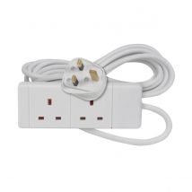Mercury 2 Gang UK 13A 2m Extension Lead White