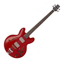 San Francisco Semi Acoustic Bass by Gear4music Wine Red