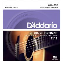 DAddario EJ13 80/20 Bronze Acoustic Strings Custom Light 11-52