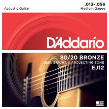 DAddario EJ12 80/20 Bronze Acoustic Guitar Strings Medium 13-56