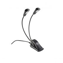 K&M 12245 Dual Music Stand Flexlight Quad LED with Adaptor