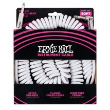 Ernie Ball 6045 30ft Straight-Angle Coiled Instrument Cable White