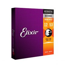 Elixir 11052 NANOWEB Light Acoustic Guitar Strings 12-53