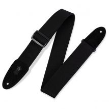 Levys MC8-BLK 2" Cotton Guitar Strap w/ Leather Ends Black