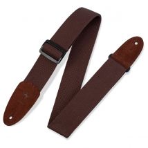 Levys MC8-BRN 2" Cotton Guitar Strap w/ Leather Ends Brown