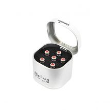 Martin 18APP0007 Bridge Pins Liquid Metal 6 Tin Chrome w/Red Inlay