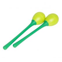 Stagg Long Handled Plastic Egg Maracas Green