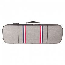 GSJ Oblong Striped Violin Case 4/4 Grey with Tricolour Stripe