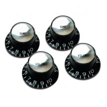 Gibson Top Hat Knobs for Electric Guitar Black with Silver Insert