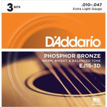 DAddario EJ15-3D Phosphor Bronze Extra Light 10-47 x 3 Pack