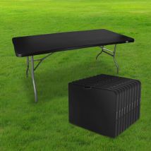 Lot de 10 Tables Pliantes 180x74 cm Noir