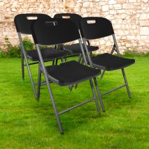 Lot 4 Chaises Pliables Noires 44x46x50 cm