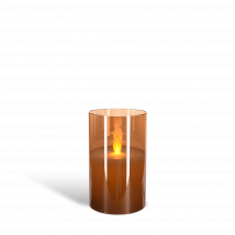 Bougie Led Verre flamme vacillante Ambre 7,5 cm