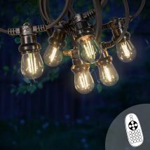 Guirlande Guinguette 5M Filament LED 10 Bulbes Dimmables Avec Variateur et Télécommande