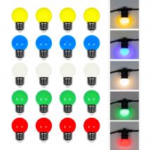 Lot de 20 Ampoules Guirlande Guinguette Led E27 Multicolores