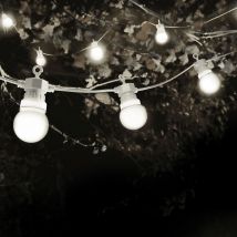Guirlande Guinguette 50m Fil Blanc Bulbes Blanc