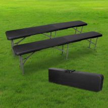 Lot de 2 Bancs Noirs Pliables L180 x l28 x h43