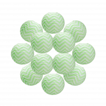 Lot de 12 Boule papier 35cm Chevron Vert