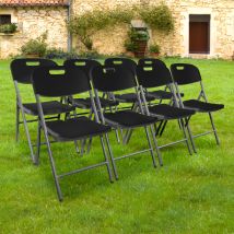 Lot 8 Chaises Pliables Noires 44x46x50 cm