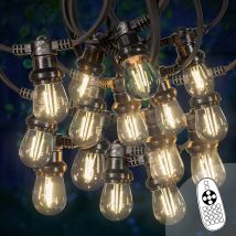Guirlande Guinguette 100M Filament LED 100 Bulbes Dimmables Avec Variateur et Télécommande