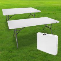 Lot de 2 Tables Pliables 180x74 cm Blanc