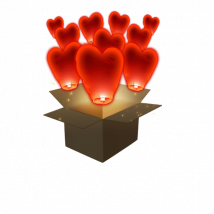 Lanterne Volante Coeur Rouge x10