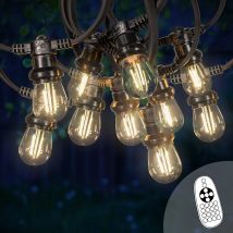 Guirlande Guinguette 50M Filament LED 50 Bulbes Dimmables Avec Variateur et Télécommande