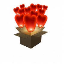 Lanterne Volante Coeur Rouge x30