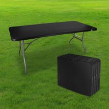 Lot de 5 Tables de Jardin Pliantes 180x74 cm Noir