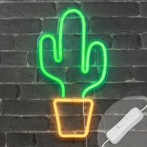 Lampe Neon Cactus Vert et Orange 47 cm