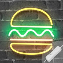 Lampe Néon Burger Jaune 30 cm